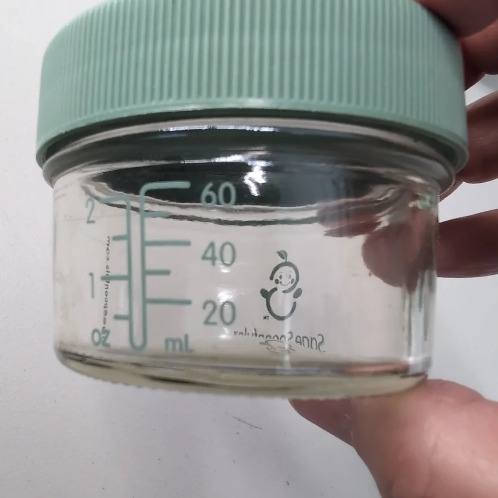 Sage Spoonfuls Glass Baby Food Storage Jars 4oz Lot of 34 Green Lids